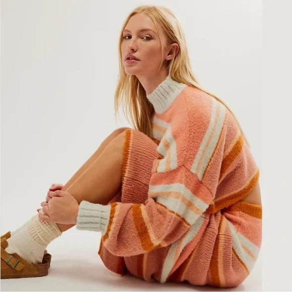 NWT Free People Sofie Sweater Set Original Combo Peach L